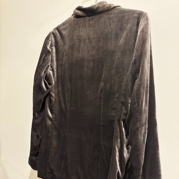 Ett:Twa By Anthropologie - Brown shimmery Velvet Single Button Blazer sz 6 - Picture 3 of 8